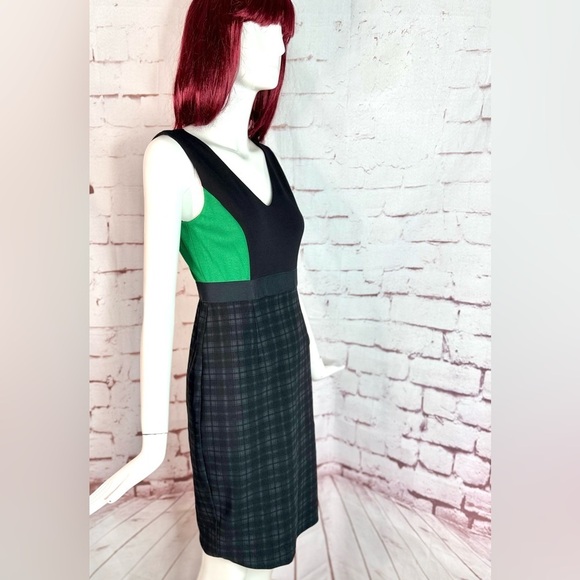 BAILEY 44 Plaid Sheath Cocktail Dress Green and Black Colorblock NWT Size Small - Picture 2 of 16